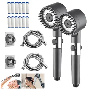 High Pressure Shower Head with 6 Filters, Hose & Bracket | Hard Water Filter Shower Head for Low Pressure | Removes Chlorine & Scale | Saves Water & Energy