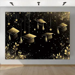 Graduation Theme Background Banner, 1 Count Exquisite Graduation Party Decoration Banner, Party Decoration Supplies for Home Living Room Bedroom