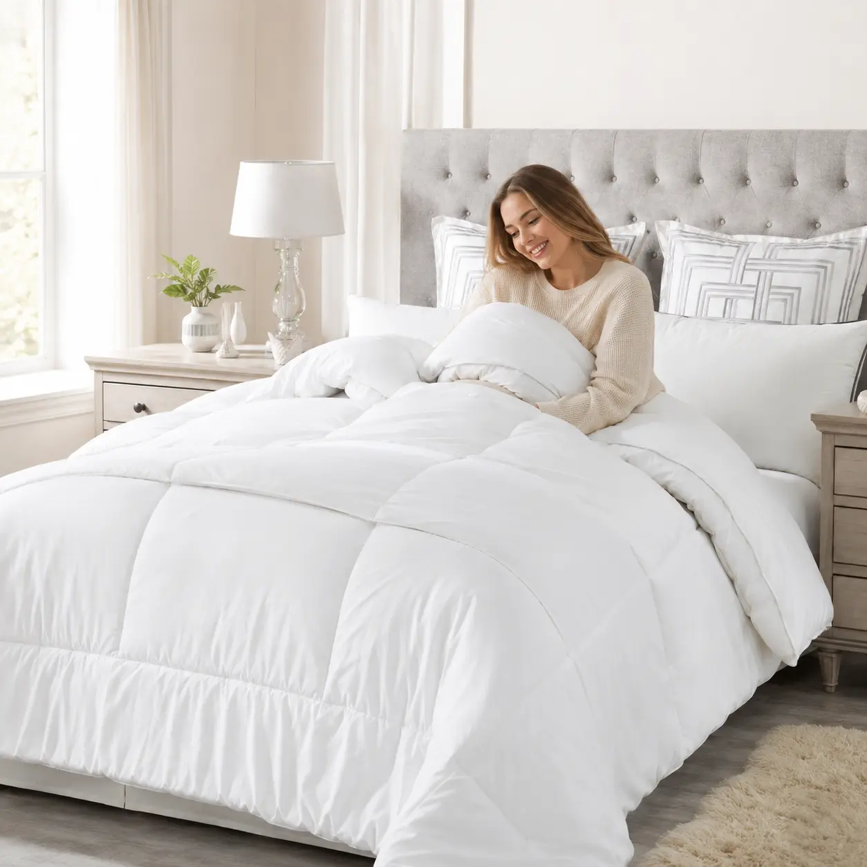 All Season Cotton-Rich Down Alternative Comforter, Duvet Insert for Bedding Use