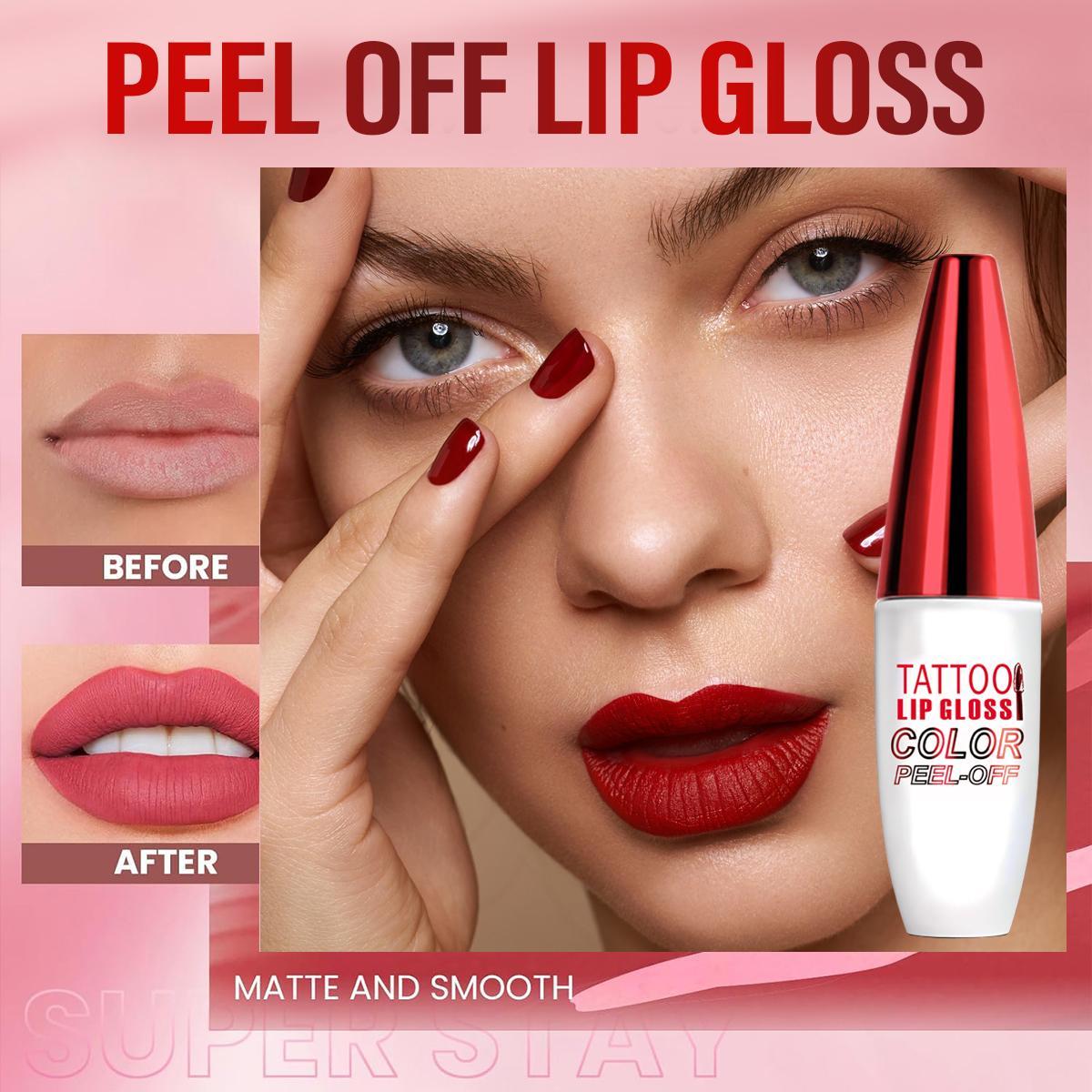 4-Color Tattoo Lip Gloss Color Peel-Off,Easy Application Moisturizing Long-Lasting Glossy Lip Color Boosts Complexion,Normal Skin Radiant Finish 50g Super Glossy Makeup Gift