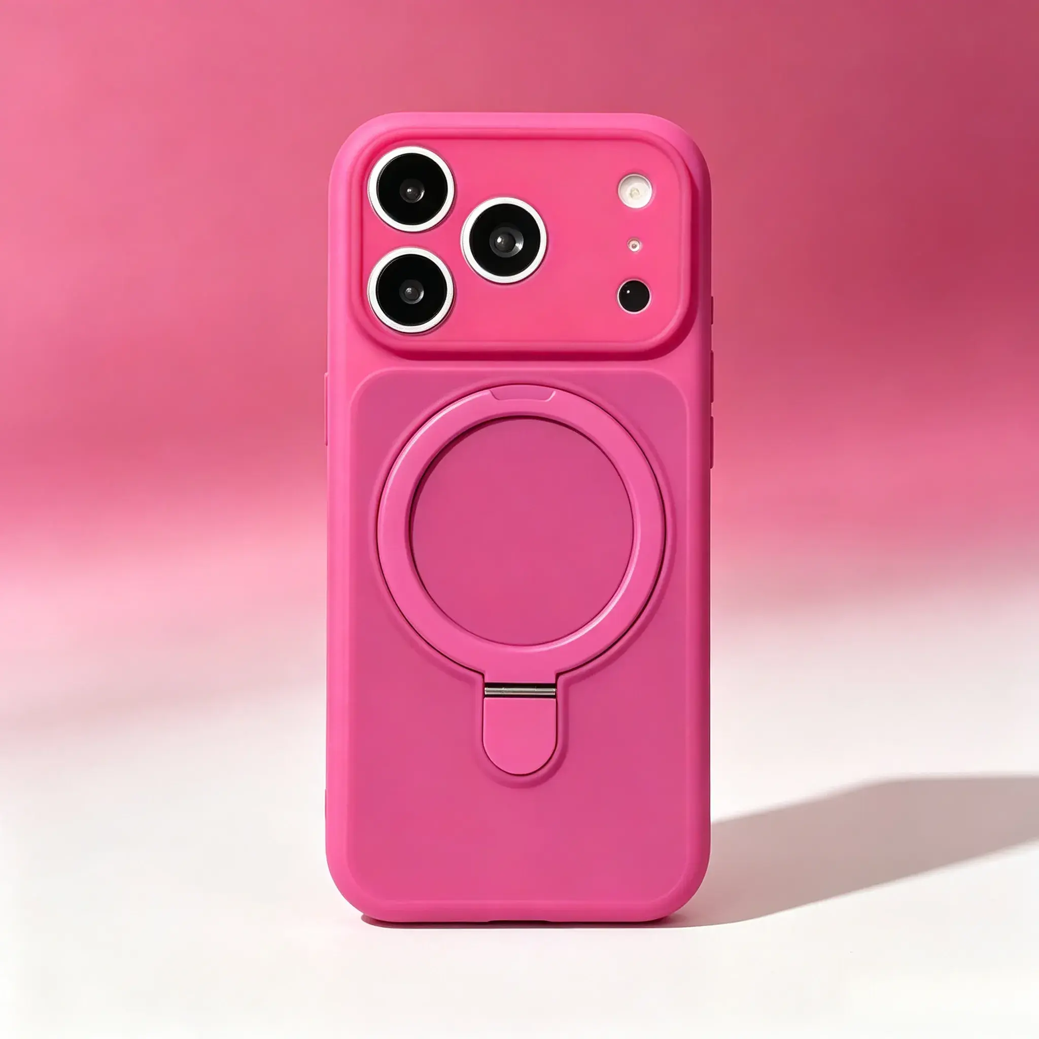 Women's Minimalist Solid Color Phone Case with Ice Cream-Shaped Kickstand for iPhone 17 Pro Max, 16 Pro Max, 15 - Full Coverage, Shockproof, Anti-Scratch, Slim Protective Cover