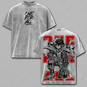 Deku One For All Vintage Washed Oversized T-Shirt – My Hero Academia Anime Graphic Tee, Izuku Midoriya Shirt, Soft Cotton Streetwear Casual Apparel, Unisex Top, Gift for MHA Fans