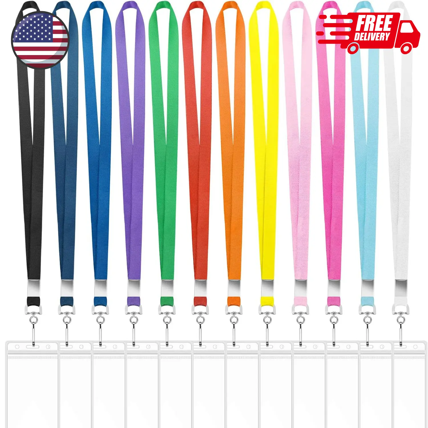 12 Pack Lanyards for ID Badges Cruise Lanyard