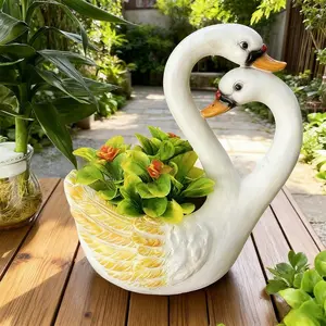 FOR SWAN  Flower Container Outdoor Resin Crafts Garden Decor Balcony Flower[1.13]