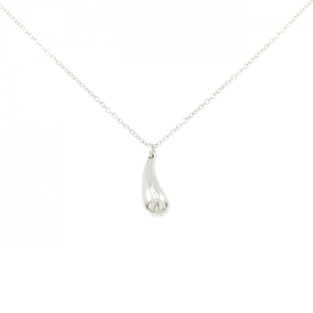 Pre-owned Tiffany & Co. Sterling Silver 925 (Ag925) Small Leather Goods Teardrop 925 Silver Necklace