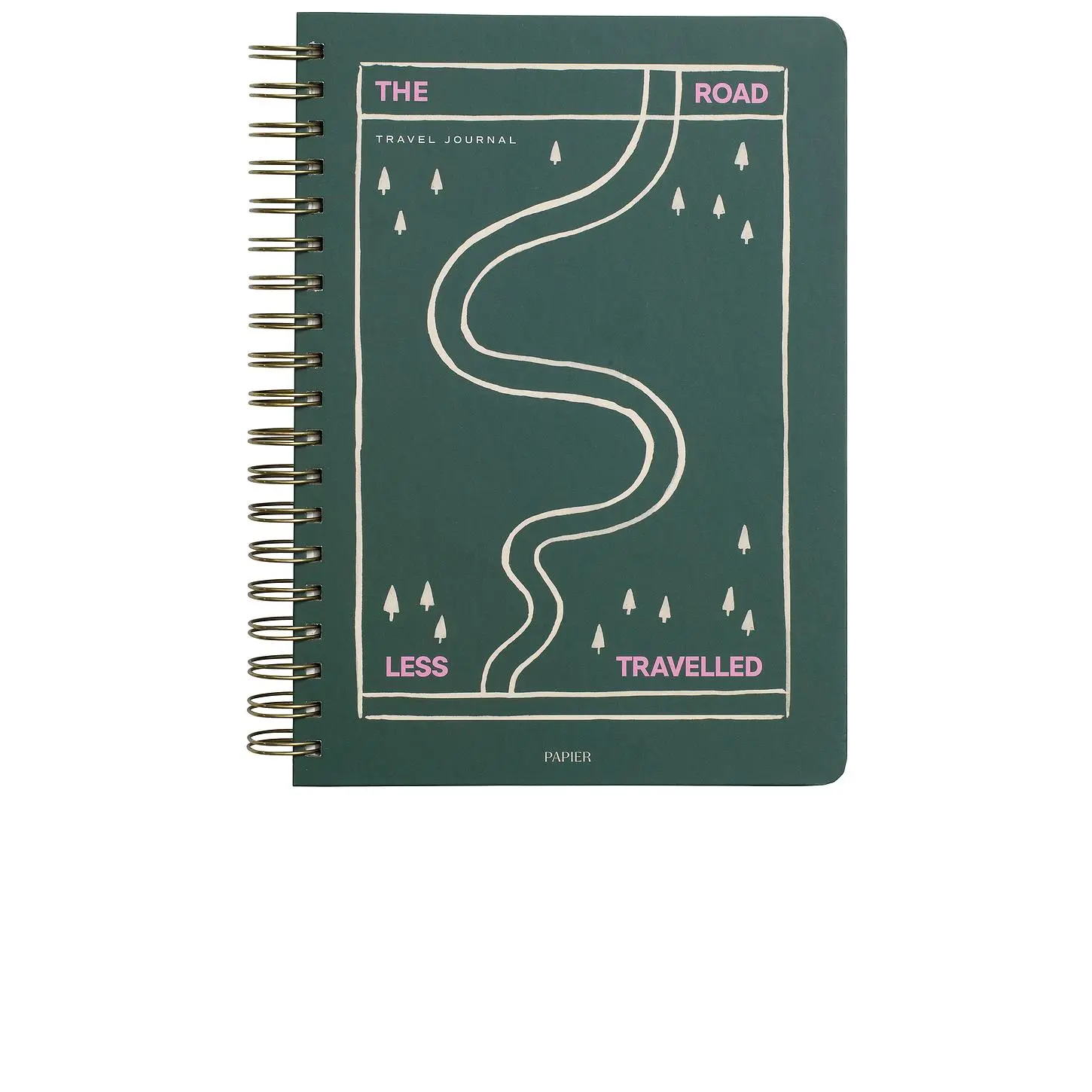 Papier Off Piste Spiral Travel Journal, Green Notebook Spiral, 192 Sides Paper Pages, Journals for Writing