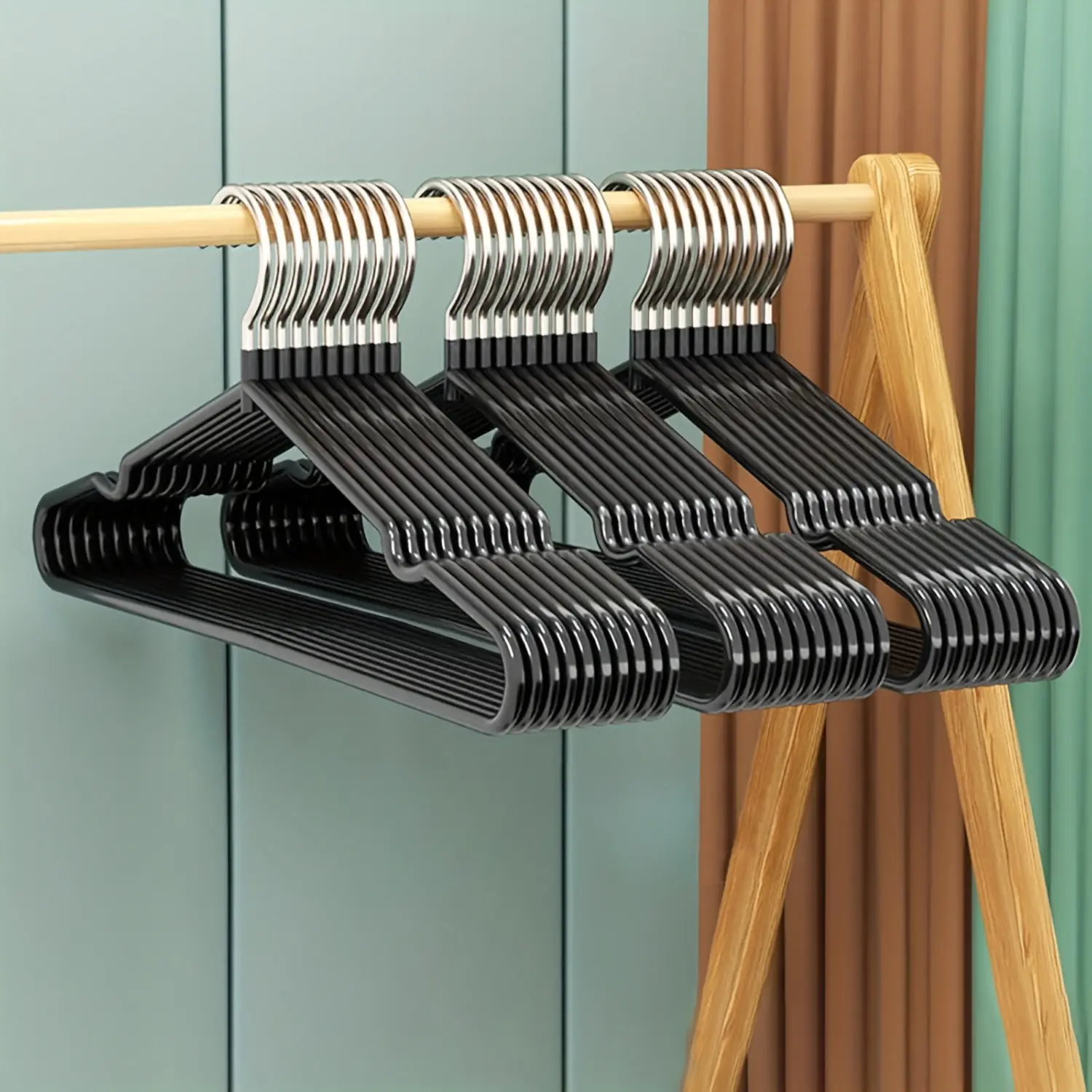 Non-slip Rubber-coated Metal Hanger, 20pcs Durable Metal Shirt & Jacket Hanger with Rounded Grooves, Home Organizer for Bedroom Wardrobe, Hanging