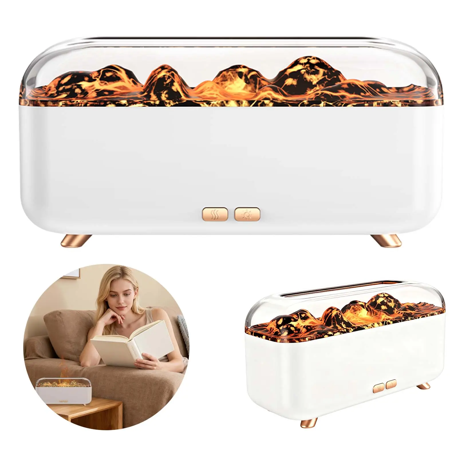 Upgraded Colorful Flame Aroma Diffuser Humidifier, Aroma Diffusion, Dynamic Fire Flame Visual Effects, 300ml Large Capacity, Creates Visual & Olfactory Experience for Home and Office, Dynamic Visuals