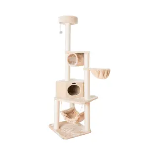 Armarkat 72" H Pet Real Wood Cat Tower Tower EntertaInment Furniture With Lounge Basket Perch A7204