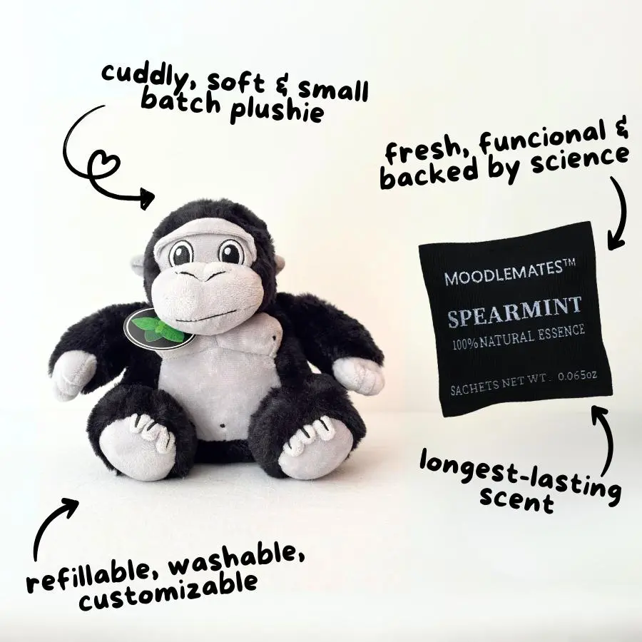 MoodleMates Strong Silverback Scented Plushie | Spearmint Scent | Cuddly & Soft | Washable | ASTM Tested | Refillable Scent Pack | Perfect for Confidence-Building Rituals