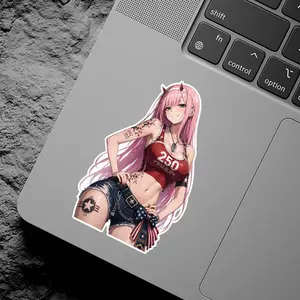 Zero Two Patriotic Style Vinyl Sticker, USA Anime Girl Decal, 250th Anniversary Waifu Sticker, Water Bottle Car Decor
