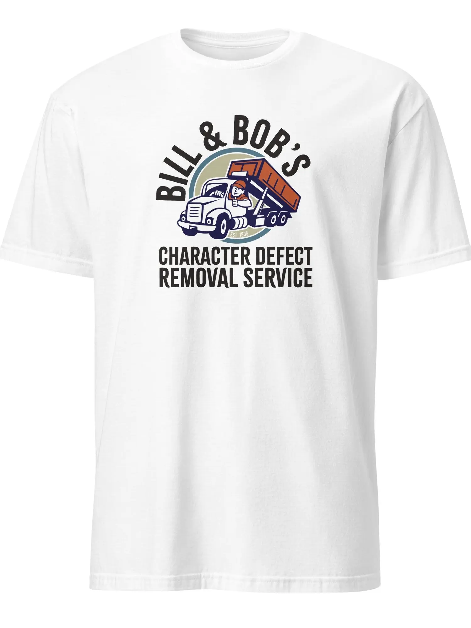 Addiction Recovery Apparel - Bill & Bob's Character Defect Removal Service - Premium Soft Graphic Tee - 100% Ring-Spun Cotton, Double-Stitched, True-to-Size Fit - Casual Menswear, Streetwear