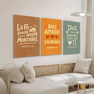 3-Piece Religious Canvas Wall Art Set: "I Am a Child of God" - Spanish Bible Quotes, Faith & Love Motifs - Framed Canvas Prints - Ideal for Home, Office, or Church Decor - Indoor Wall Art & Religious Faith Decor - Framed Art - Jesus-Themed Decor