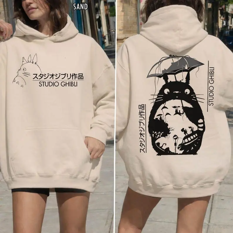 Vintage Totoro 2-Sided Hoodie, My Neighbor Totoro, Studio Ghibli Characters, Gift for Anime Lovers, Japanese Streetwear