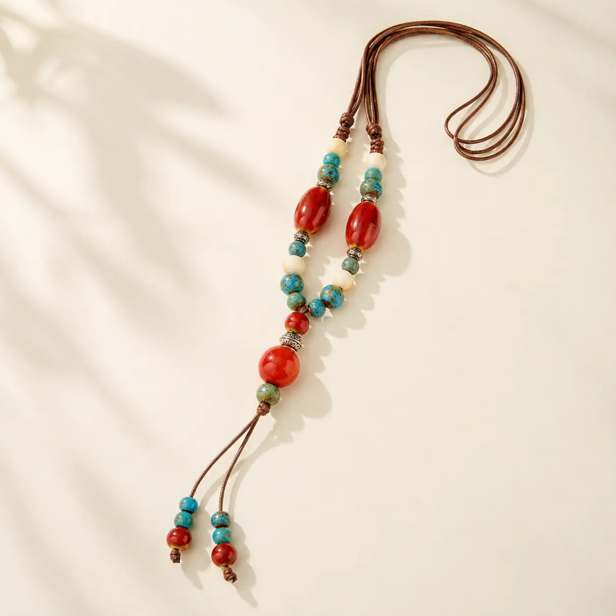 Handmade-Inspired Traditional Ethnic Hanging Decor - Female Ethnic Ceramic Pendant Necklace, Vintage Boho Statement Jewelry for Daily Wear, Gifts & Versatile Use