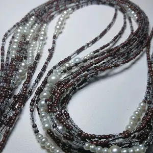 Brown and Clear Pearl Waistbeads - Elegant Beaded Waist Accessory for Women