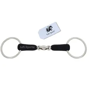 Loose Ring Rubber Snaffle Horse Bit Lozenge Fat Double Joint Oval Link