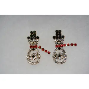 Rhinestone Christmas Snowman Earring, Christmas Stud Earring, Holiday Jewelry