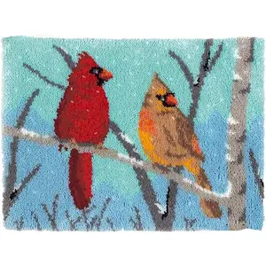 Latch Hook Kits Rug, Cardinal Crocheting Carpet Rug with Printed Canvas for Adults Beginners, 20.5X15 Inch - Cardinal
