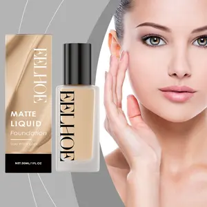 EELHOE Matte Finish Flawless Liquid Foundation Ivory White Sensitive Skin Gentle Ethylhexyl Palmitate Vitamin C Lightweight Skin-Fit Concealer Long-Lasting