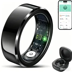 2025 Smart Ring, IP68 & 5ATM Waterproof Stainless Steel Fitness Tracker with Blood Pressure, Heart Rate, Blood Oxygen & Sleep Monitoring, Multi-Sport Mode, Touch Control & Remote Photo Function for Men & Women