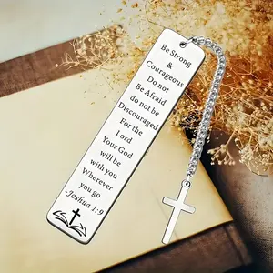 5pcs Verse Bookmark and Keychain Set, Scripture Book Tag with Cross Charm for Christmas Baptism Wedding Valentine’s Day