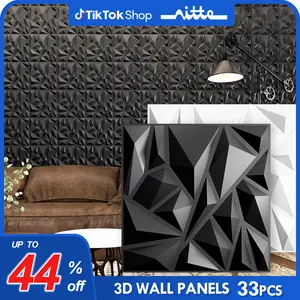 Nitte 33PCS PVC 3D Wall Panels with Diamond Jagged Design, 11.8"x11.8" (30x30cm) – Perfect for Living Room Accents, Bedroom Walls, Kitchen Enhancements, TV Backgrounds, Feature Walls, and Logo Decorations