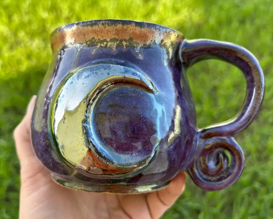 Cauldron Moon Purple Pottery Cup Goddess Galaxy Ancient Copper Witchy Self Love Inspirational Motivational Ceramics for Mental Health
