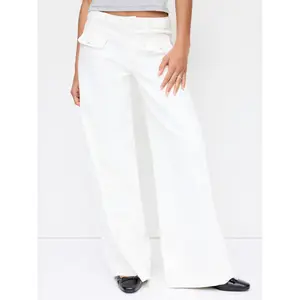 Cider Denim Low Rise  Button Wide Leg Jeans