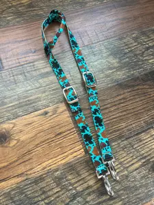 Teal Cow Print One Ear Nylon Headstall