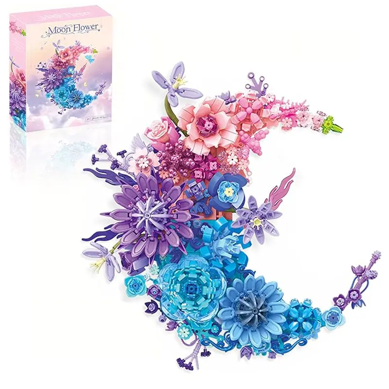 Flower Building Set Botanical Collection Set of Crescent-Shaped That for Adults or Kids Unique Décor Table or Wall Decoration, Home Décor Great Gift for Her and Him fun gifts