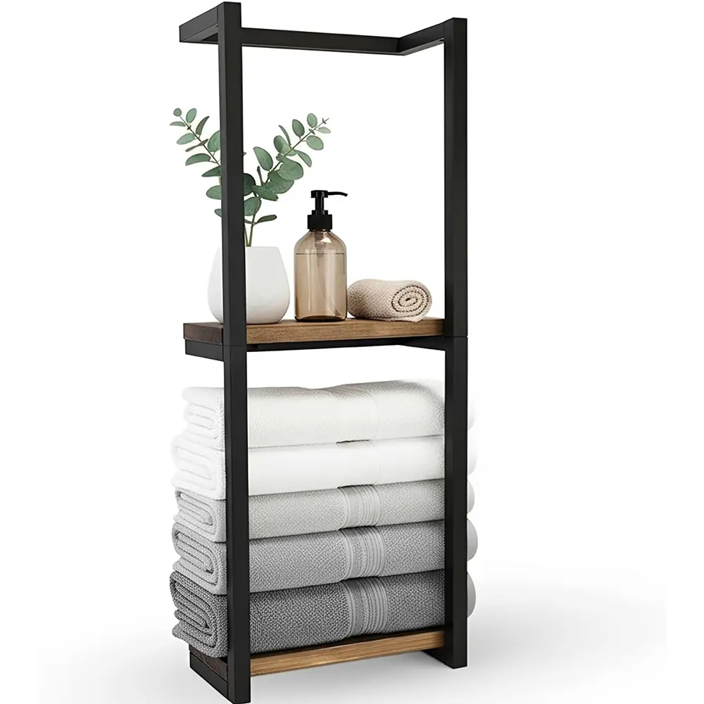 【Stays put Stays dry】Wall Mounted Towel Racks for Bathroom,2 Tier Wall-Mounted Towel Rack,Home Decor Shelf,Decor Organizer Rack for Household/Bathroom/Bedroom Home Organizer for Bathroom Kitchen Hotel Salon, Bathroom Organizing Accessories