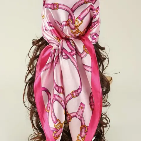 Women's Elegant Chain Print Satin Scarf, Fashionable Soft Comfortable Scarf for Daily Wear, Casual Versatile Scarf for Women, Fashion Hair Scarves, Trendy Shawl