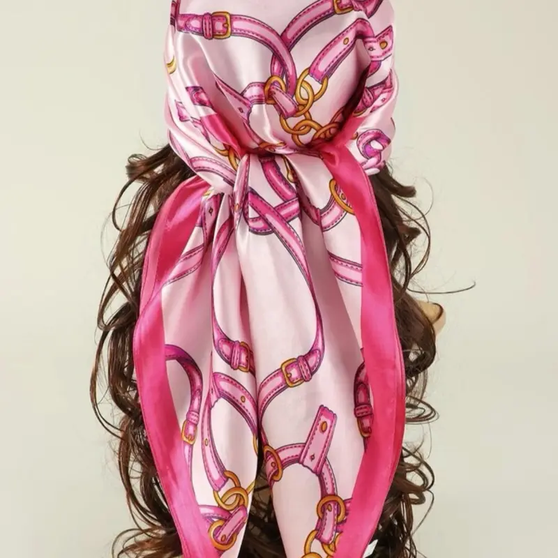 Women's Elegant Chain Print Satin Scarf, Fashionable Soft Comfortable Scarf for Daily Wear, Casual Versatile Scarf for Women, Fashion Hair Scarves, Trendy Shawl