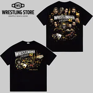 WrestleMania Las Vegas 42 WWE Graphic T-Shirt, WrestleMania 42 Vegas Event Shirt, Roman Reigns Cody Rhodes Rhea Ripley Seth Rollins Wrestling Fan Tee, WWE Casino Vegas Style Vintage Streetwear Shirt, Pro Wrestling WrestleMania Fan Gift Tee