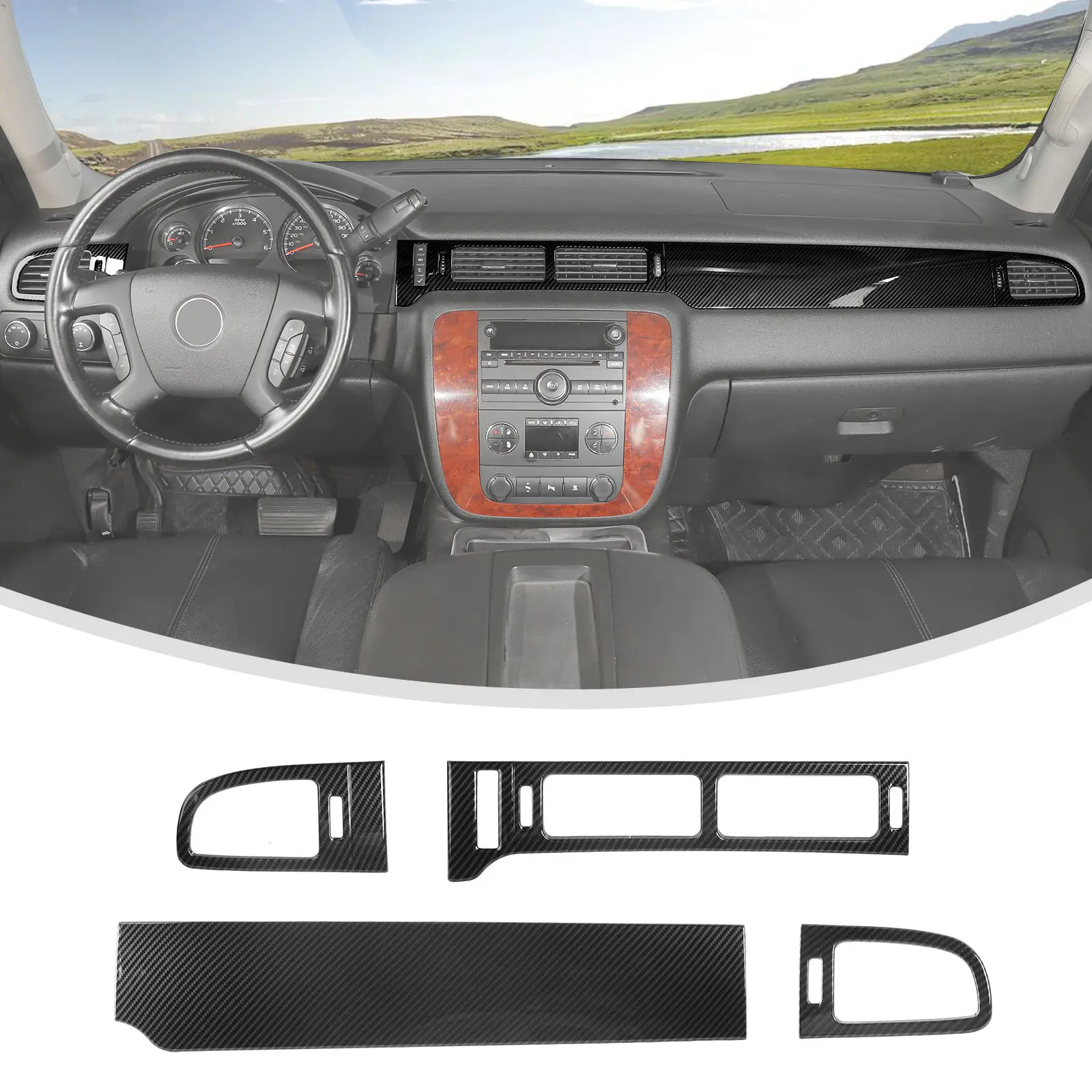 For 2007-2013 Chevy Suburban/Avalanche/Tahoe, GMC YUKON/SIERRA Center Console Dashboard Decorative Panel Trim Car Interior Kit Stickers Truck Decals Auto, Car Accessories fathersdaygift, Sticker For Cars