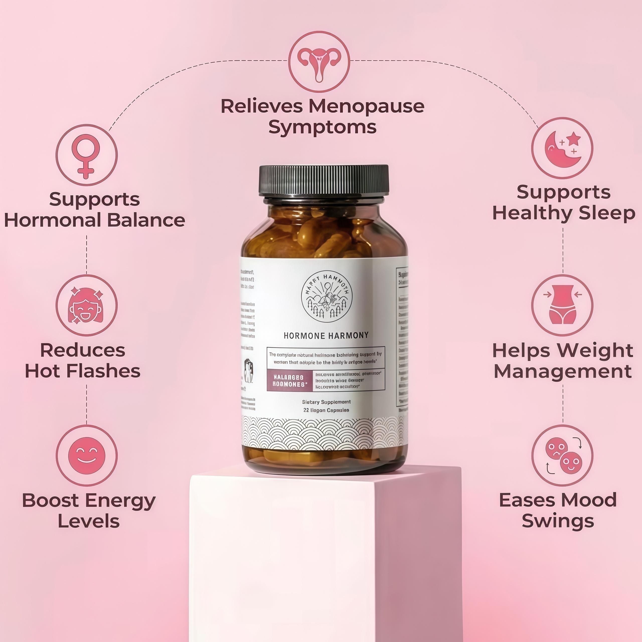 Hormones Hormone Harmony – Menopause Relief for Women – 72 Vegan Capsules – Hot Flashes, Night Sweats, Mood Swings Support Healthcare Dietary Vitamin Supplement