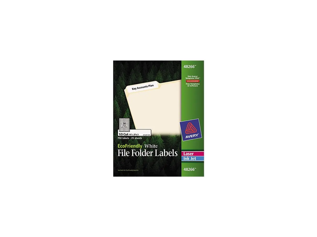 Avery EcoFriendly File Folder Labels 2/3 x 3 7/16 White 750/Pack 48266
