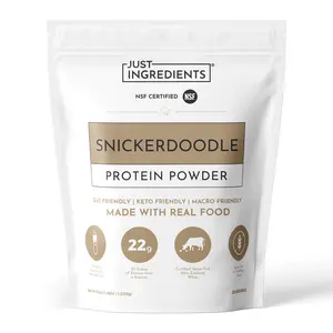 Just Ingredients Snickerdoodle Protein Powder 30 Servings - 100% Grass-Fed Whey, Plant Proteins, Cinnamon Vanilla, Casein Free