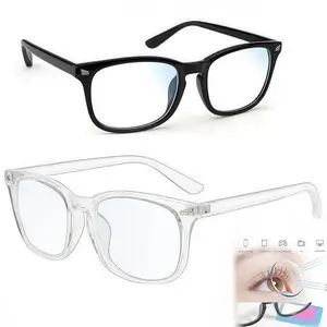Blue Light Blocking Glasses - Fashion Square Eyeglasses Anti UV Ray Computer Gaming Glasses for Women Men Clear Frame Stylish Trendy Eyewear