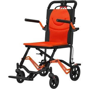 Lightweight Foldable Transport Wheelchair With Hand Brakes, Portable Aluminum Travel Wheelchair, Compact Mobility Transport Chair for Adults And Seniors