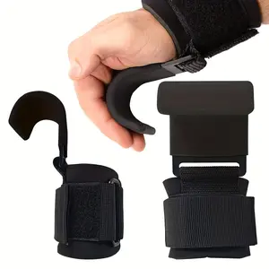 2pcs Gym Weightlifting Hooks PA Material Black Grip Hook Stable Design Wrist Guard Universal Fit for Gym Workouts and Pull-Up Exercises