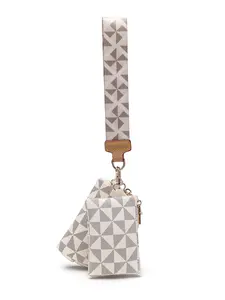 Women's Fashionable Geometric Pattern Zipper Coin Purse & Key Holder, Casual Versatile Pvc Coin Purse & Key Holder, Trendy All-match Wallet for Daily Use, Durable Wallet, Geometric Pattern Bag, Zip Around Wristlet