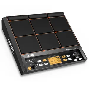 LEKATO PD705 Percussion Sample Pad, Electric Drum Pad with 9 Velocity-Sensitive Drum Pad, 600+ Sounds, Electronic Drum Set Pad Multipad with MIDI out, USB MIDI, AUX, Looper, Metronome, Trigger inputs