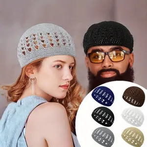 6 Pcs Kufi Hats Beanie Skull Caps - Solid Colors Stretchy Knitted Crochet Hat for Men, Women
