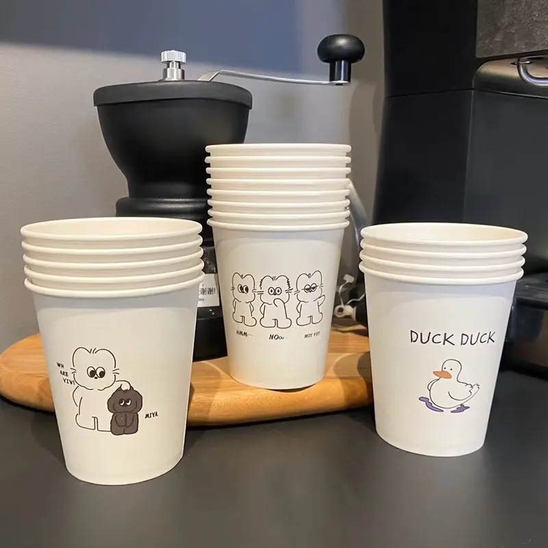 100/50 Disposable Paper Cups, Thickened Home Beverage Cups, Office Business Cups, Minimalist Design, Mixed Pack, Ideal for Daily Use