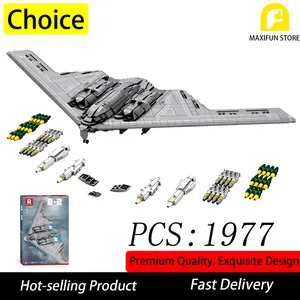 Moc 1977 Piece B-2 Stealth Bomber Building Block Model Kit, Military Series Collectible, DIY Desktop Display Gift, Hobby Collection, Stem Building Blocks