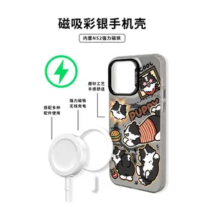 Samoyed and Border Collie magsafe Magnetic Ultra-Thin Phone Case for use with iphone 17 air 16 pro max 15 plus 14 pro 13/12/11 kawaii doggy phone cases for iphone X/XS XSMAX wireless charging trending phone case
