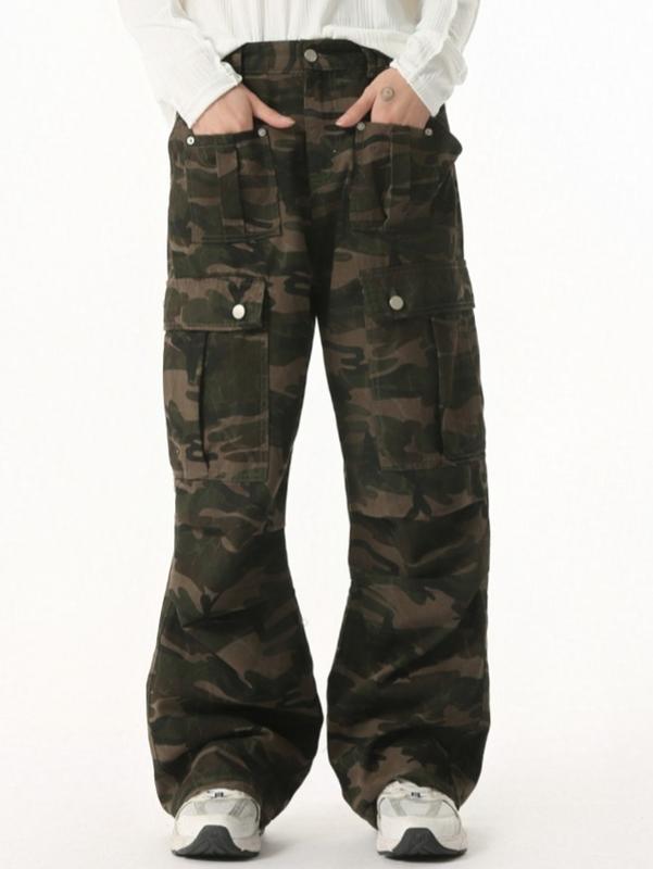 2026 New Arrival Multi Pocket Vintage Camo Jeans Heavy Duty Pleated Straight Leg Casual for Men Camouflage