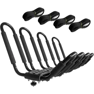 2 Pair J-Bar Roof Rack with 4 Ropes Heavy Duty Kayak Roof Carrier for Canoe SUV and Trucks